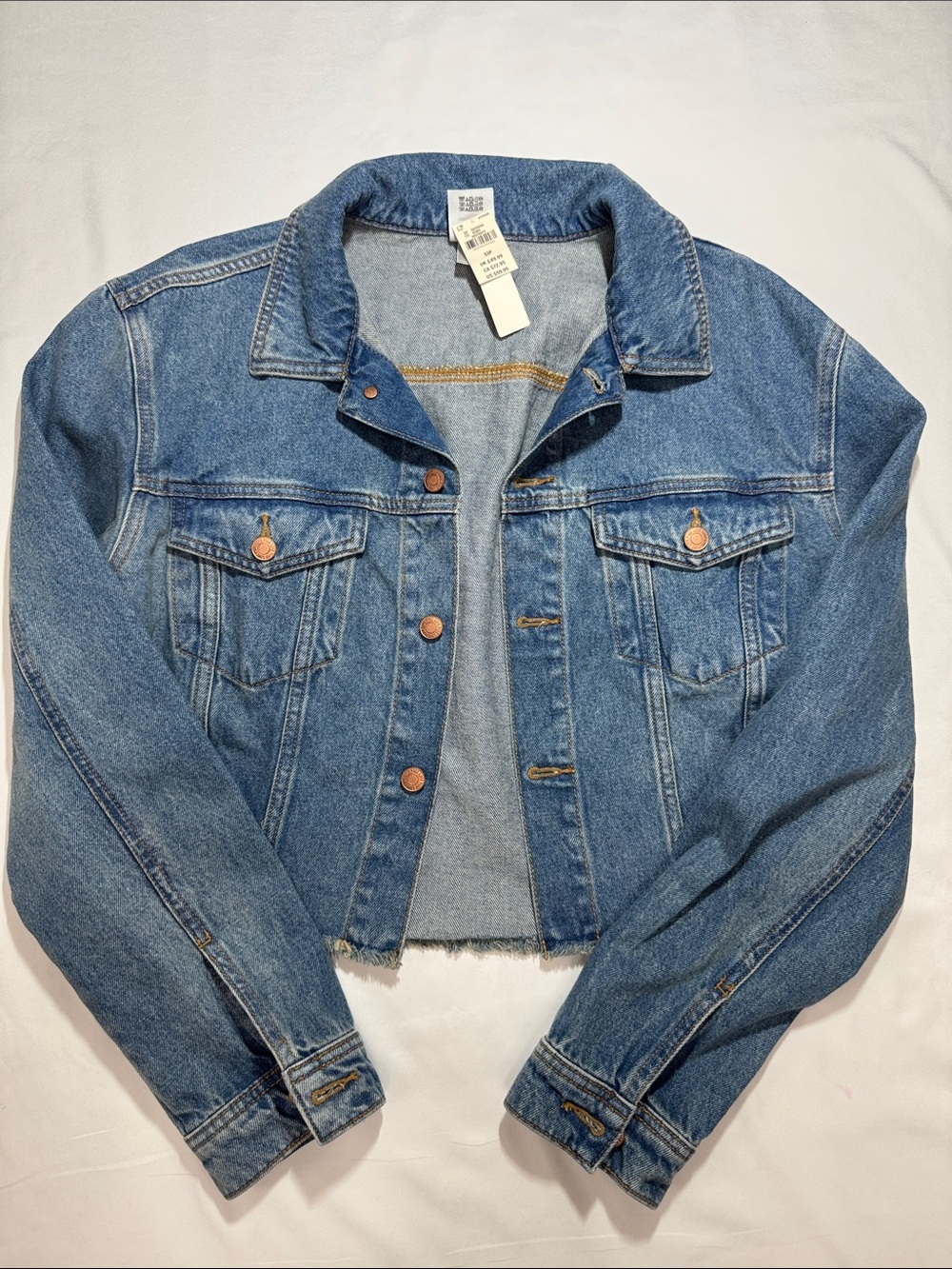 PINK NWT Cropped Denim Jacket Oversized Small